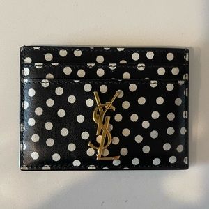 Saint Laurent Monogram Polka Dot Leather Card Case